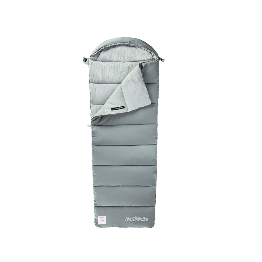 Спальный мешок Naturehike CNK2350WS023 M300 ультралегкий с капюшоном весна осень серый, молния справа