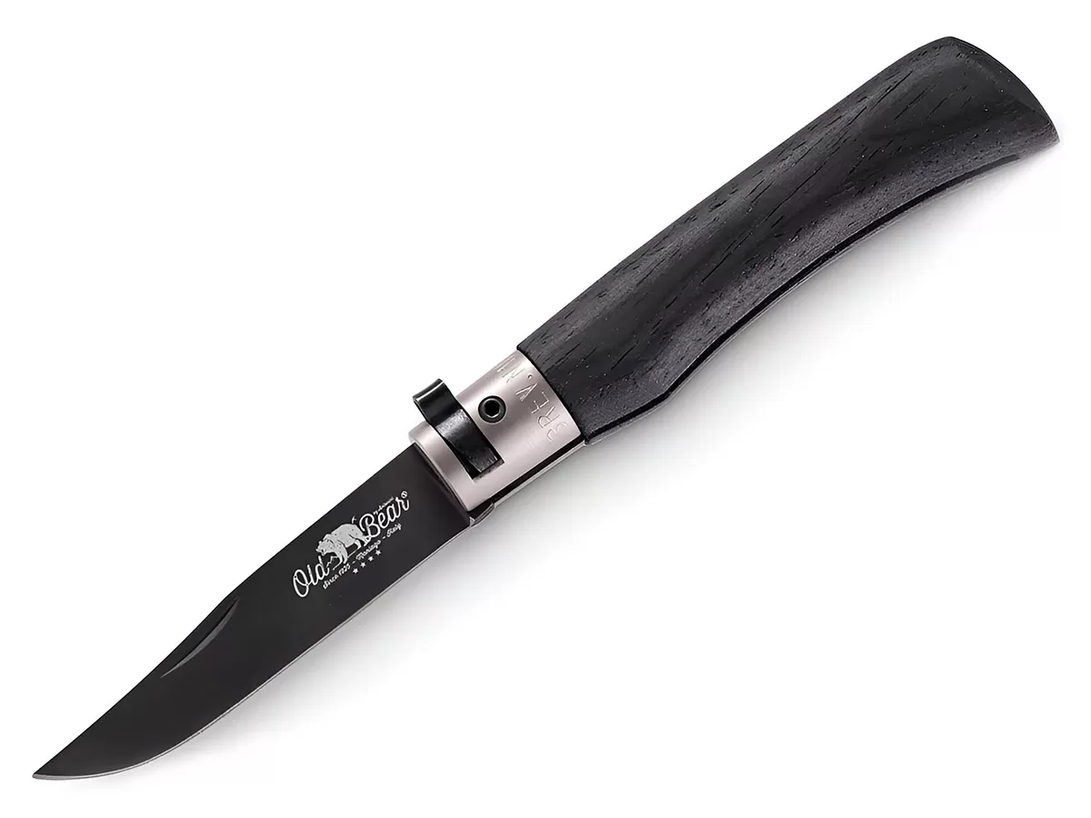 Нож складной Old Bear Total Black M, сталь 1.4060, PTFE, черный ламинат