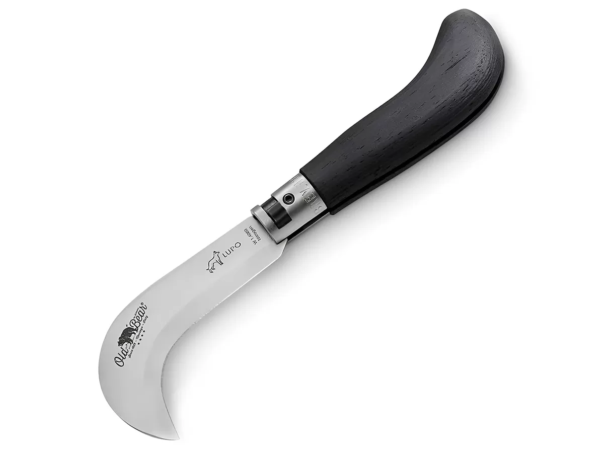 Нож складной Old Bear Pruning S, сталь 1.4060, Satin, черный ламинат
