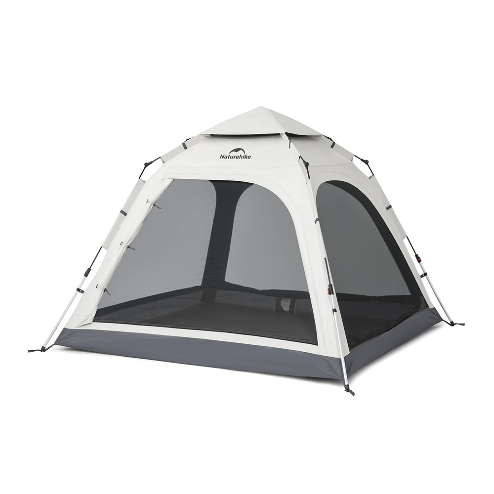 Палатка Naturehike Ango Automatic CNK2550WS010 трехместная, большая, c навесом, светло-серая с серым