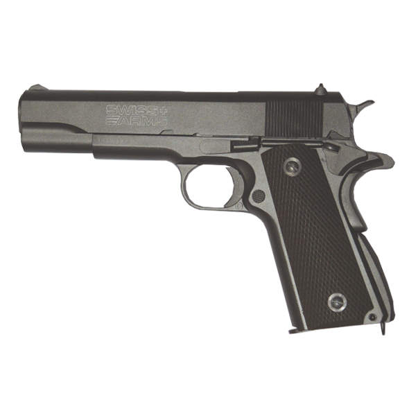 Пистолет пневматический Swiss Arms P1911/Tanfoglio witness P1911 (Colt 1911),к.4,5мм, металл,блоубэк,темно-серый,98 м/с, 288710/358003