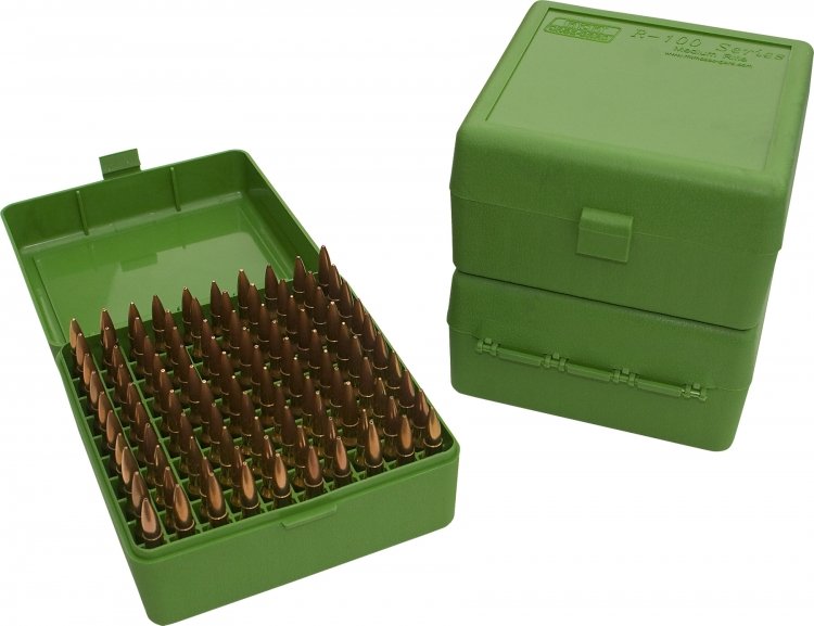 Коробка для патронов MTM Case-Gard RM-100, зеленая