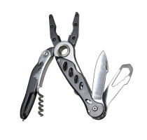 Мультиинструмент Tekut: плоскогубцы, нож, штопор, отвертки, гаечный ключ, открывашки, рукоять-нерж.сталь, черный KT5002
