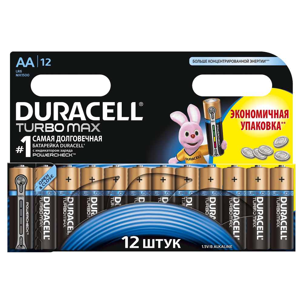 Щелочные батарейки Duracell Turbo Max AA, 12УП