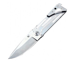 Нож Sanrenmu серии EDC лезвие 65мм., рукоять - металл, цвет - сталь, ключ безопасного замка, клипса на ремень