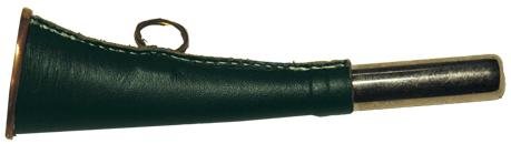 Горн охотничий (кожаная отделка) 16 см, плоский, цвет темно-зеленый 16flatleagr